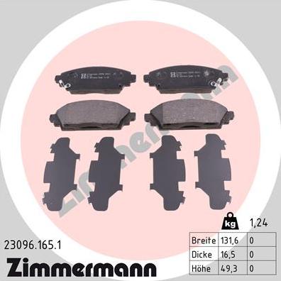 Zimmermann 23096.165.1 - Kit de plaquettes de frein, frein à disque cwaw.fr