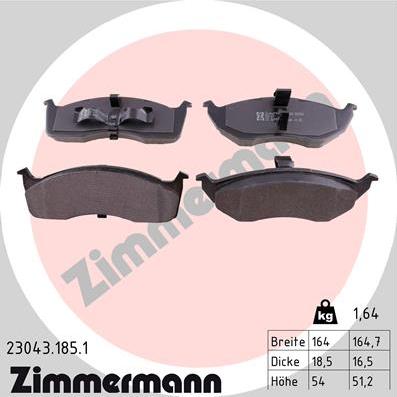 Zimmermann 23043.185.1 - Kit de plaquettes de frein, frein à disque cwaw.fr