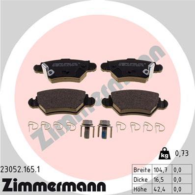 Zimmermann 23052.165.1 - Kit de plaquettes de frein, frein à disque cwaw.fr