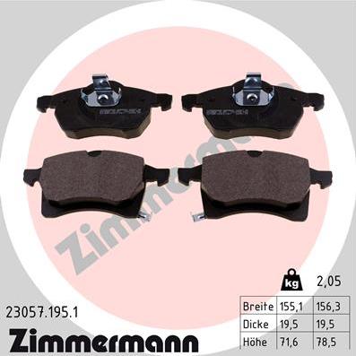 Zimmermann 23057.195.1 - Kit de plaquettes de frein, frein à disque cwaw.fr