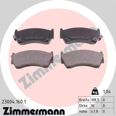 Zimmermann 23004.160.1 - Kit de plaquettes de frein, frein à disque cwaw.fr