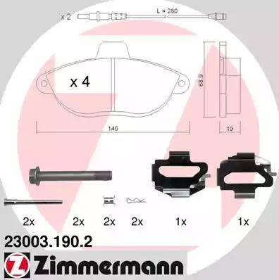 Zimmermann 23003.190.2 - Kit de plaquettes de frein, frein à disque cwaw.fr