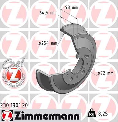 Zimmermann 230.1901.20 - Tambour de frein cwaw.fr