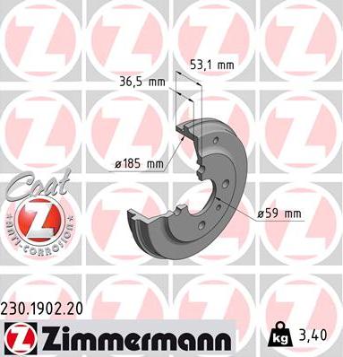 Zimmermann 230.1902.20 - Tambour de frein cwaw.fr