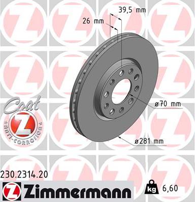 Zimmermann 230.2314.20 - Disque de frein cwaw.fr