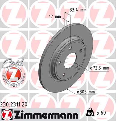 Zimmermann 230.2311.20 - Disque de frein cwaw.fr