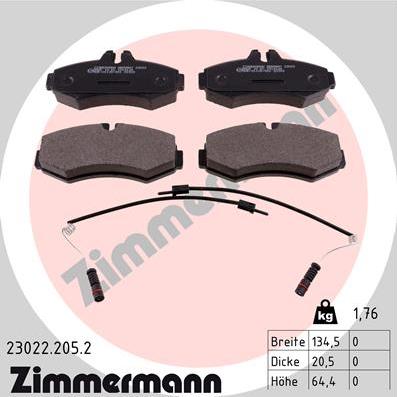 Zimmermann 23022.205.2 - Kit de plaquettes de frein, frein à disque cwaw.fr