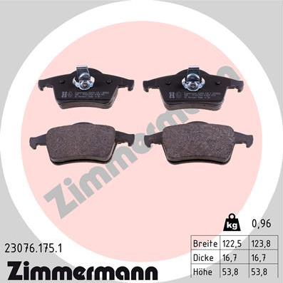 Zimmermann 23076.175.1 - Kit de plaquettes de frein, frein à disque cwaw.fr