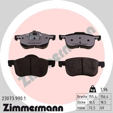 Zimmermann 23073.990.1 - Kit de plaquettes de frein, frein à disque cwaw.fr