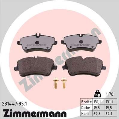 Zimmermann 23144.995.1 - Kit de plaquettes de frein, frein à disque cwaw.fr