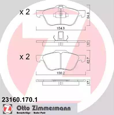 Zimmermann 23160.170.1 - Kit de plaquettes de frein, frein à disque cwaw.fr