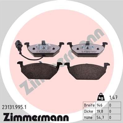 Zimmermann 23131.995.1 - Kit de plaquettes de frein, frein à disque cwaw.fr