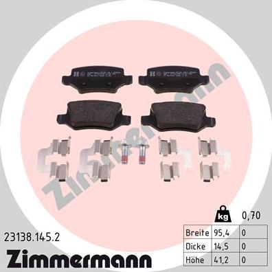 Zimmermann 23138.145.2 - Kit de plaquettes de frein, frein à disque cwaw.fr