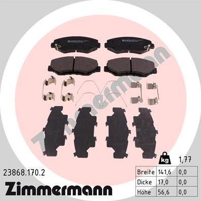 Zimmermann 23868.170.2 - Kit de plaquettes de frein, frein à disque cwaw.fr