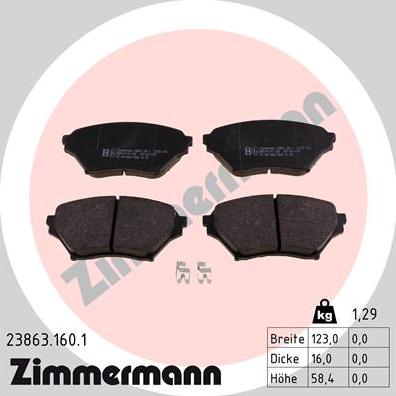 Zimmermann 23863.160.1 - Kit de plaquettes de frein, frein à disque cwaw.fr