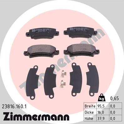 Zimmermann 23816.160.1 - Kit de plaquettes de frein, frein à disque cwaw.fr