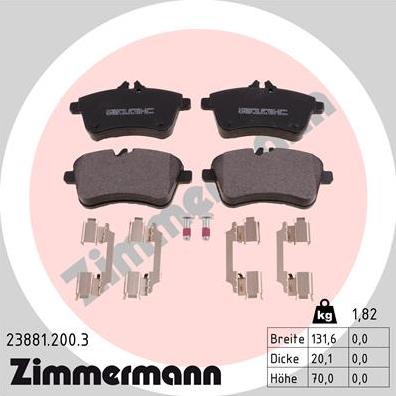 Zimmermann 23881.200.3 - Kit de plaquettes de frein, frein à disque cwaw.fr