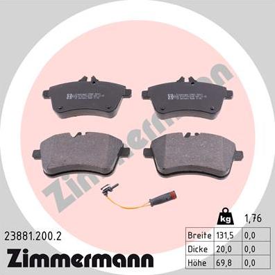 Zimmermann 23881.200.2 - Kit de plaquettes de frein, frein à disque cwaw.fr