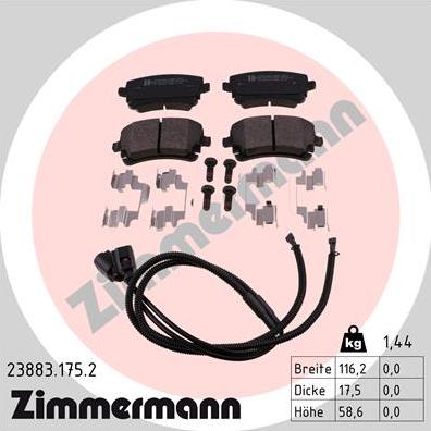 Zimmermann 23883.175.2 - Kit de plaquettes de frein, frein à disque cwaw.fr