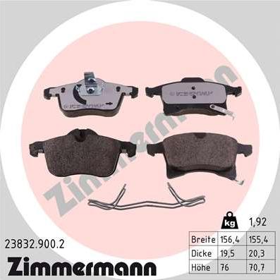 Zimmermann 23832.900.2 - Kit de plaquettes de frein, frein à disque cwaw.fr