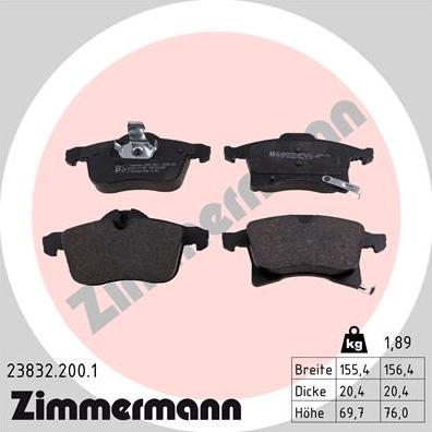 Zimmermann 23832.200.1 - Kit de plaquettes de frein, frein à disque cwaw.fr