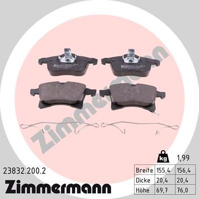 Zimmermann 23832.200.2 - Kit de plaquettes de frein, frein à disque cwaw.fr