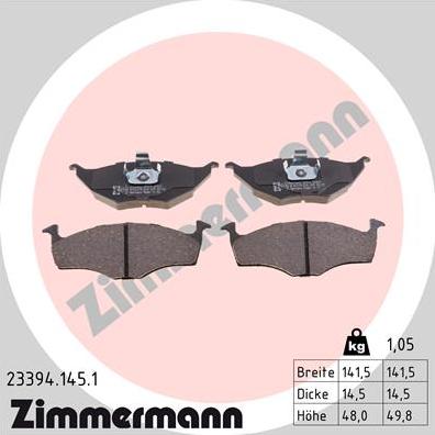 Zimmermann 23394.145.1 - Kit de plaquettes de frein, frein à disque cwaw.fr