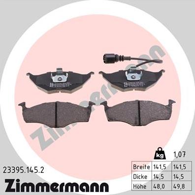 Zimmermann 23395.145.2 - Kit de plaquettes de frein, frein à disque cwaw.fr