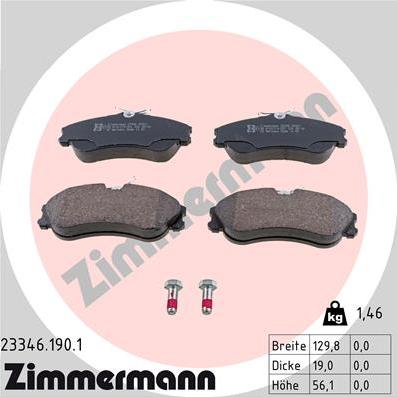 Zimmermann 23346.190.1 - Kit de plaquettes de frein, frein à disque cwaw.fr