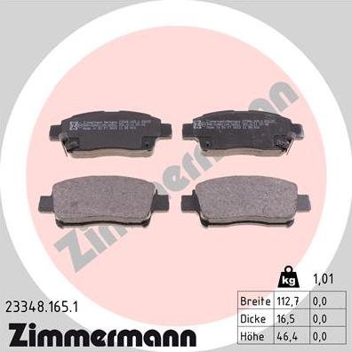 Zimmermann 23348.165.1 - Kit de plaquettes de frein, frein à disque cwaw.fr