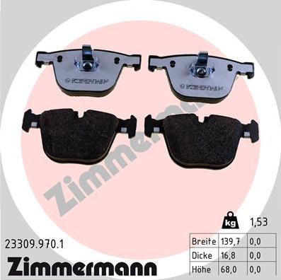 Zimmermann 23309.970.1 - Kit de plaquettes de frein, frein à disque cwaw.fr