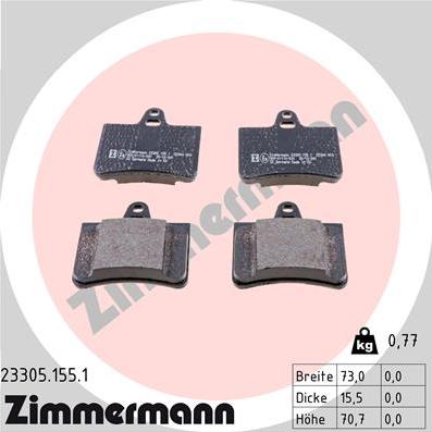 Zimmermann 23305.155.1 - Kit de plaquettes de frein, frein à disque cwaw.fr