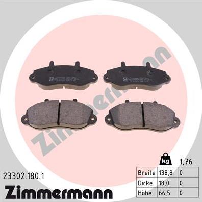 Zimmermann 23302.180.1 - Kit de plaquettes de frein, frein à disque cwaw.fr