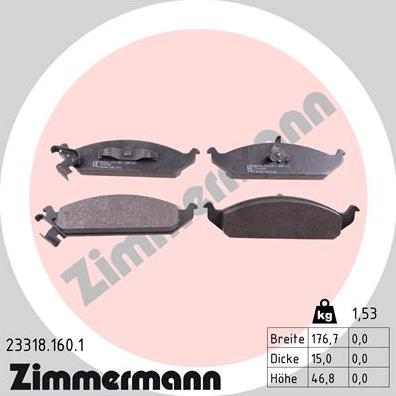 Zimmermann 23318.160.1 - Kit de plaquettes de frein, frein à disque cwaw.fr