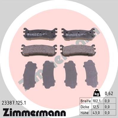 Zimmermann 23387.125.1 - Kit de plaquettes de frein, frein à disque cwaw.fr