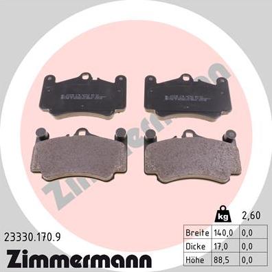 Zimmermann 23330.170.9 - Kit de plaquettes de frein, frein à disque cwaw.fr