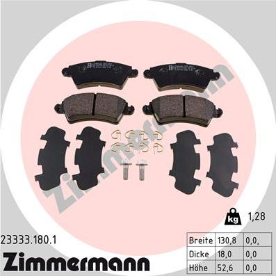 Zimmermann 23333.180.1 - Kit de plaquettes de frein, frein à disque cwaw.fr