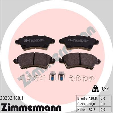 Zimmermann 23332.180.1 - Kit de plaquettes de frein, frein à disque cwaw.fr