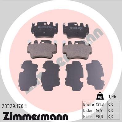 Zimmermann 23329.170.1 - Kit de plaquettes de frein, frein à disque cwaw.fr