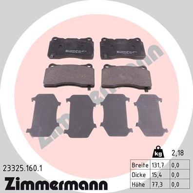 Zimmermann 23325.160.1 - Kit de plaquettes de frein, frein à disque cwaw.fr