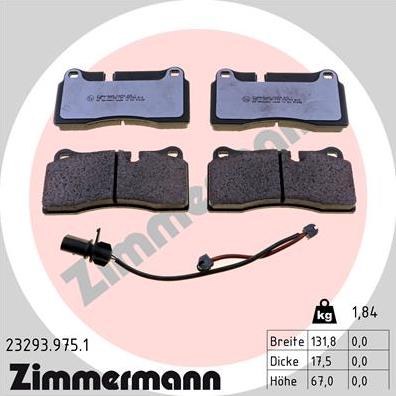 Zimmermann 23293.975.1 - Kit de plaquettes de frein, frein à disque cwaw.fr