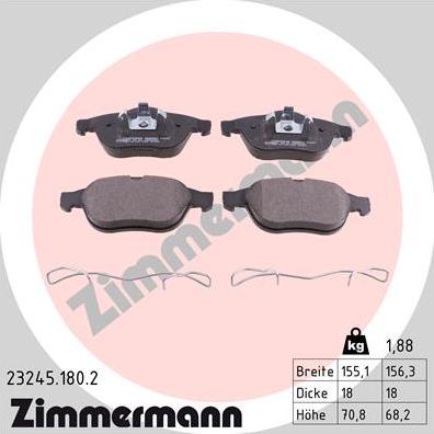 Zimmermann 23245.180.2 - Kit de plaquettes de frein, frein à disque cwaw.fr