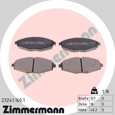 Zimmermann 23241.160.1 - Kit de plaquettes de frein, frein à disque cwaw.fr