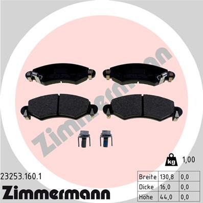 Zimmermann 23253.160.1 - Kit de plaquettes de frein, frein à disque cwaw.fr