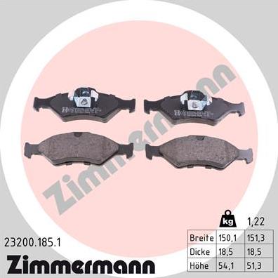 Zimmermann 23200.185.1 - Kit de plaquettes de frein, frein à disque cwaw.fr