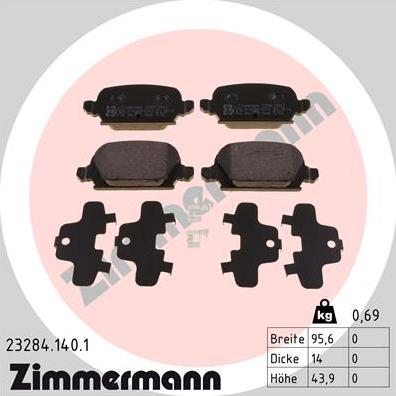 Zimmermann 23284.140.1 - Kit de plaquettes de frein, frein à disque cwaw.fr