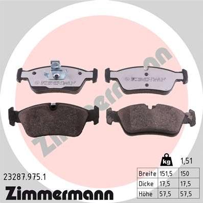 Zimmermann 23287.975.1 - Kit de plaquettes de frein, frein à disque cwaw.fr