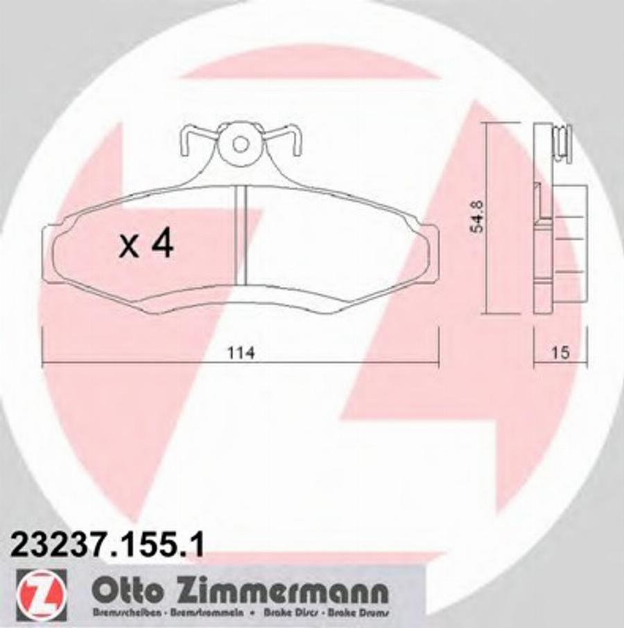 Zimmermann 23237.155.1 - Kit de plaquettes de frein, frein à disque cwaw.fr