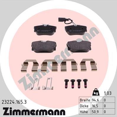 Zimmermann 23224.165.3 - Kit de plaquettes de frein, frein à disque cwaw.fr