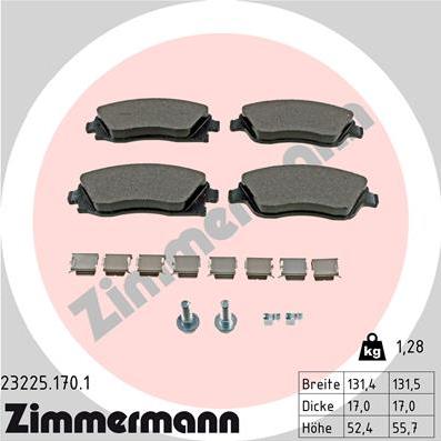 Zimmermann 23225.170.1 - Kit de plaquettes de frein, frein à disque cwaw.fr